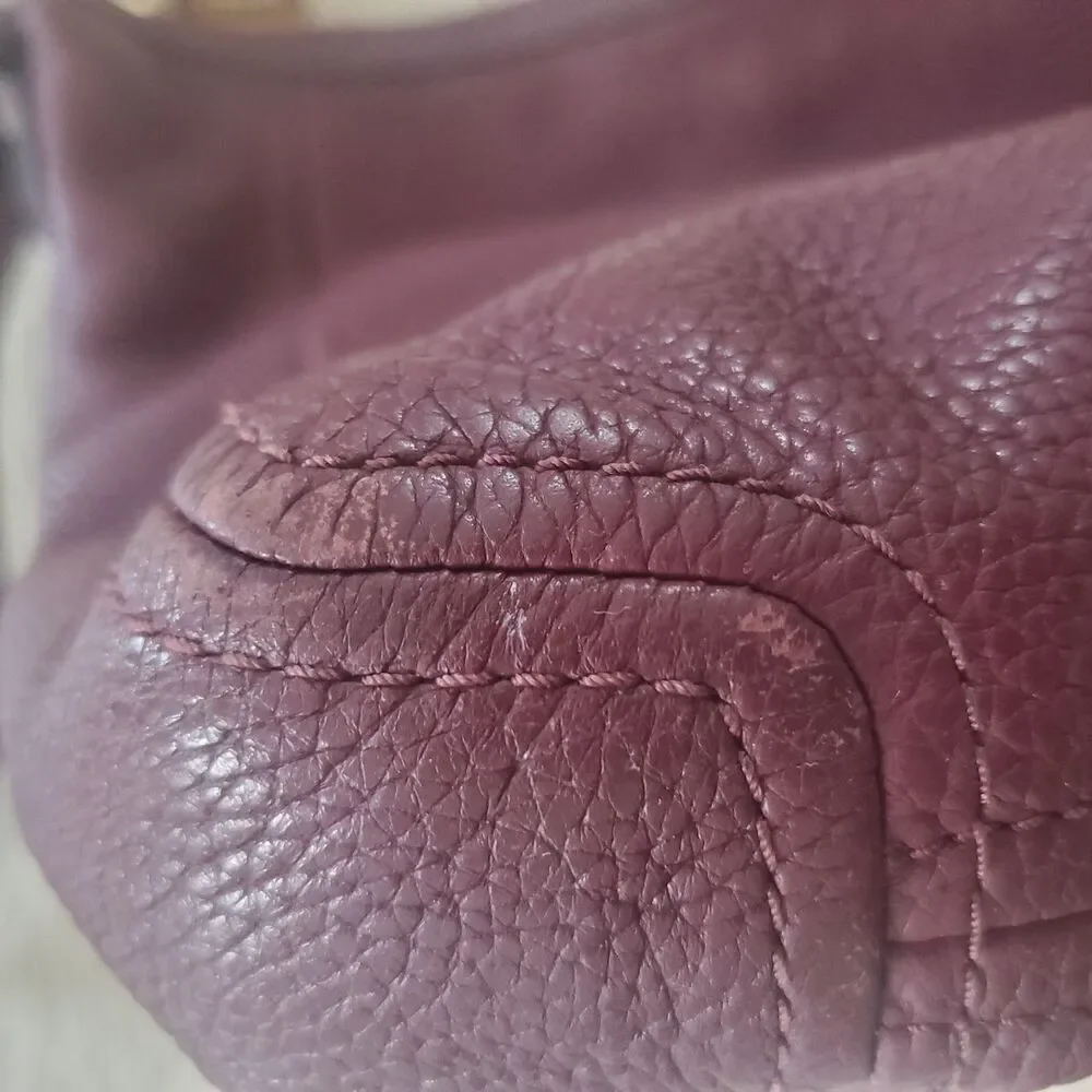 Michael Kors Leather Crossbody Bag Burgundy Pebbled Gold Hardware Fulton Hobo